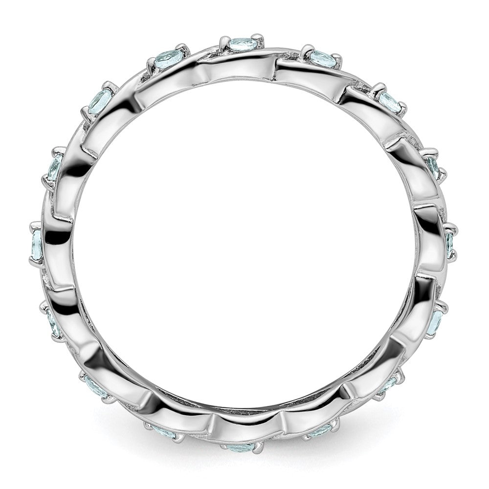 Sterling Silver Stackable Expressions Aquamarine Ring Size -7