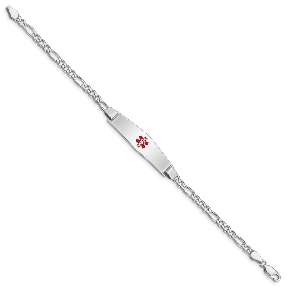 Sterling Silver Rhodium-plated Medical ID Figaro Link Bracelet 7 inches