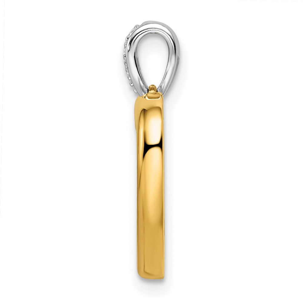14k Two Tone 1/6 carat Lab Grown Diamond VS/SI+ G+ Dangle Double Heart Pendant