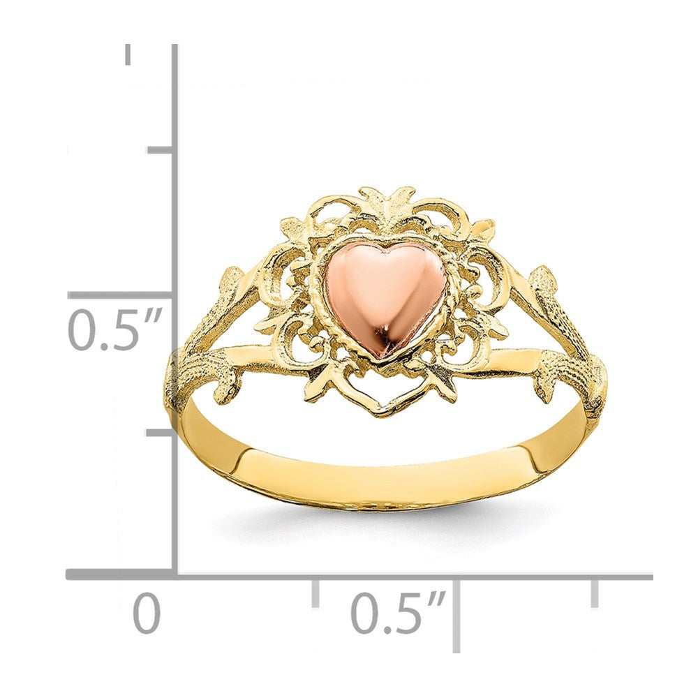 14k Two-tone Heart Ring Size 6