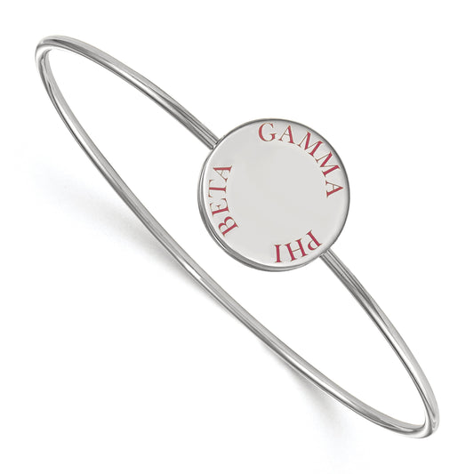 Sterling Silver Official Licensed Greek Sororities 7in Gamma Phi Beta (???) Enameled Slip-on Bangle