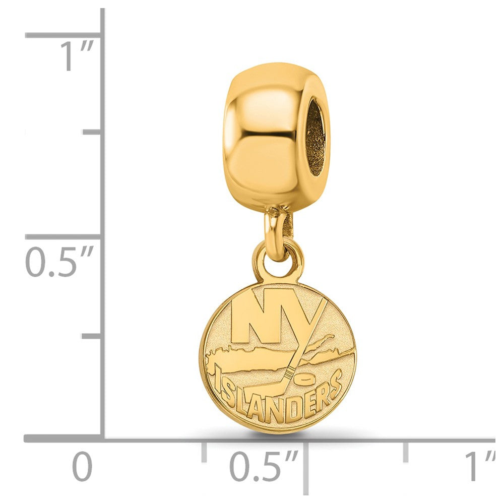 Sterling Silver Gold-plated NHL LogoArt New York Islanders Extra Small Dangle Bead Charm