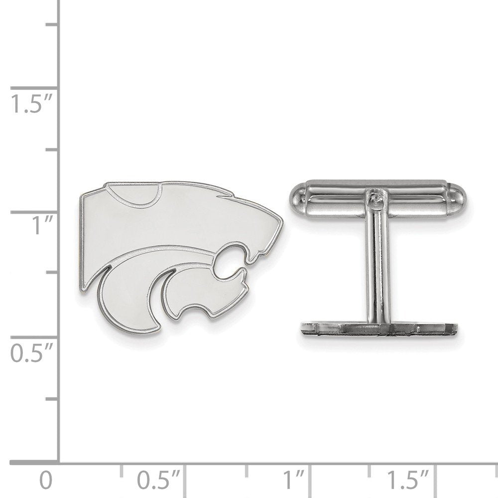 Sterling Silver Rhodium-plated LogoArt Kansas State University Wildcat Cuff Links QSS012KSU