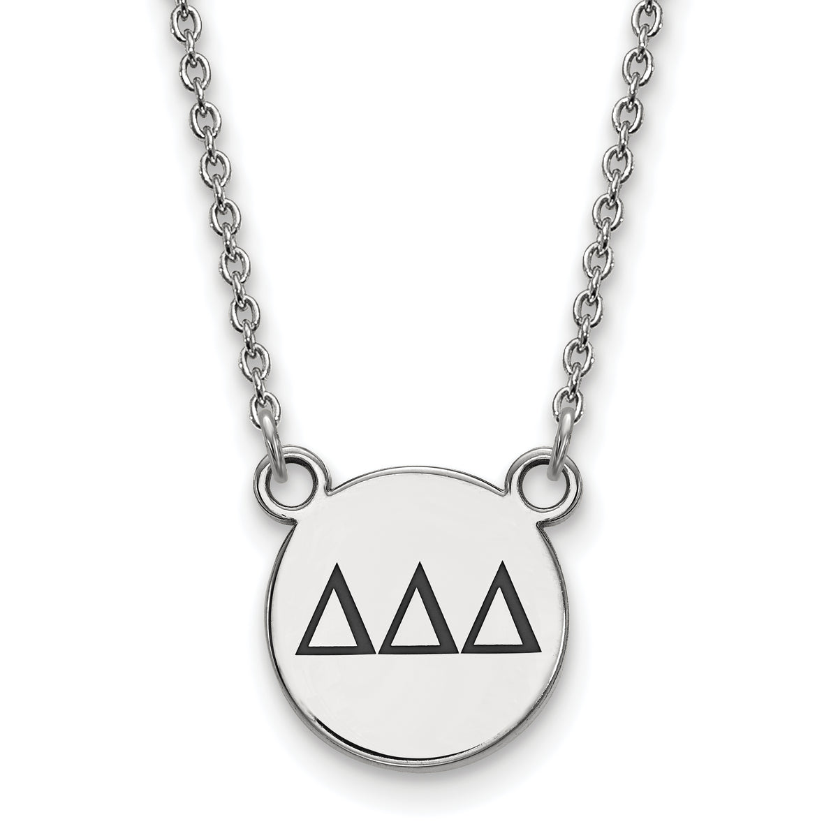 LogoArt Sterling Silver Delta Delta Delta Extra Small Enameled Pendant Necklace With 18 Inch
