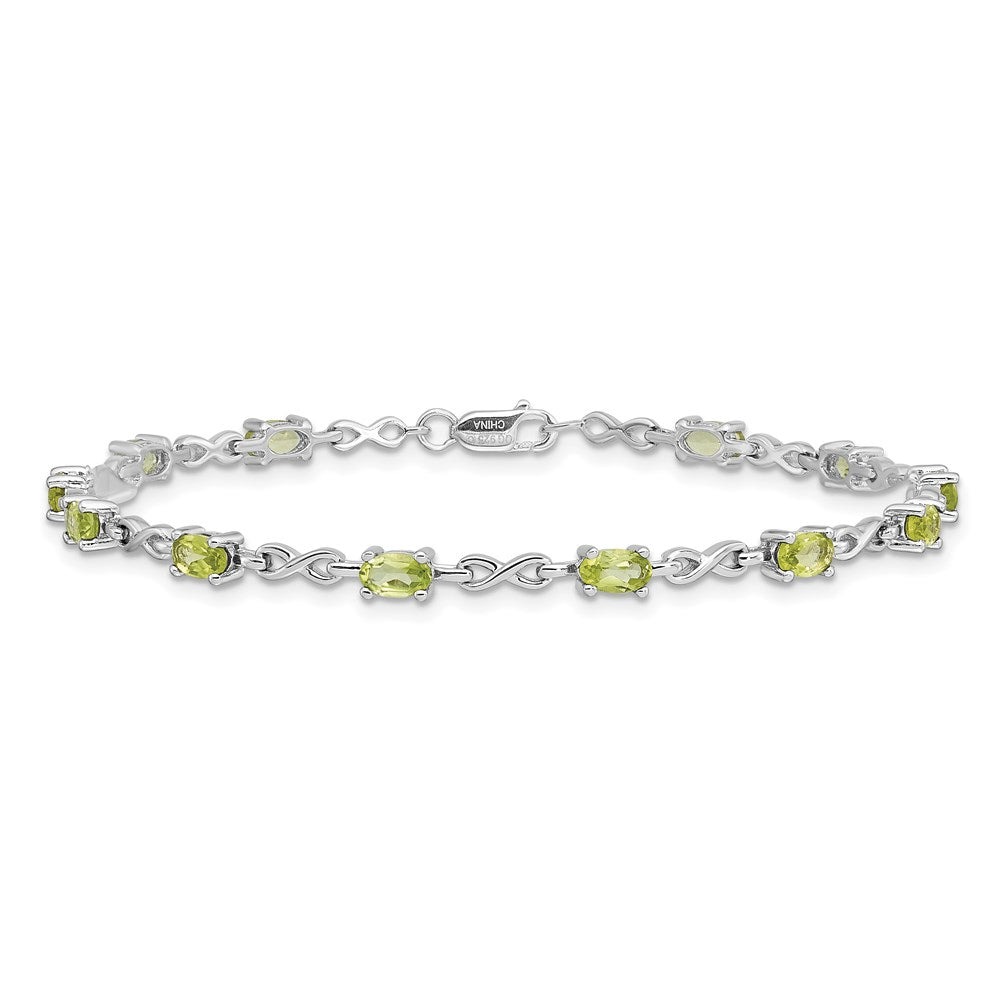 Sterling Silver Rhodium-plated Peridot Bracelet 7 inches
