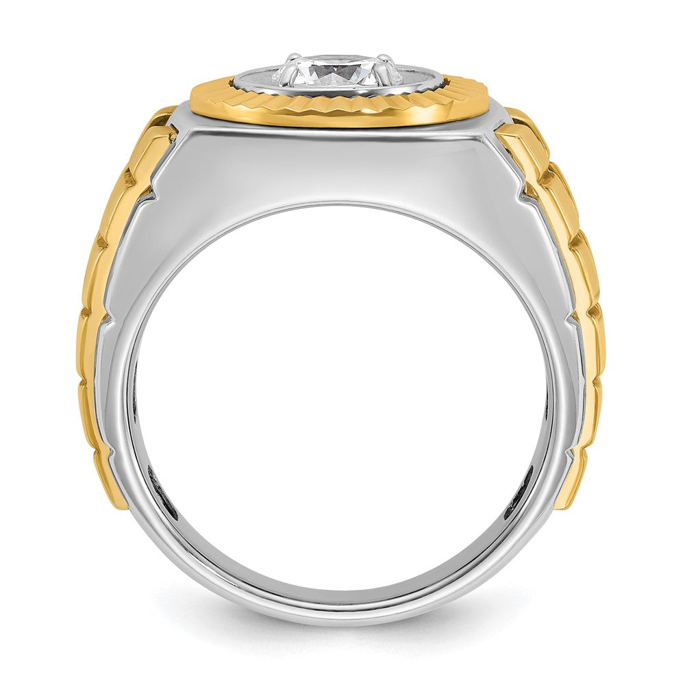 14k Two-tone IBGoodman Men's Polished and Textured Ring Mounting