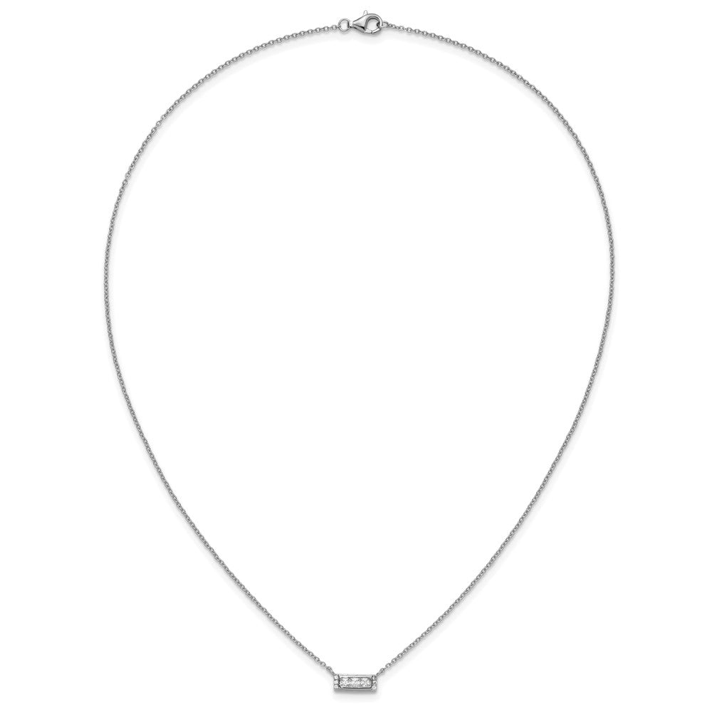Cheryl M Sterling Silver Rhodium-plated Polished Fancy CZ Bar Necklace 18 Inches