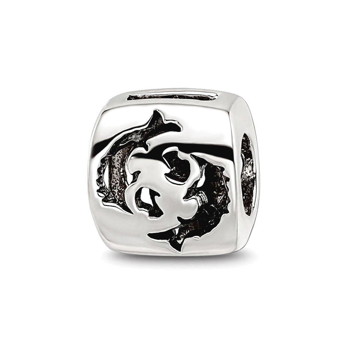 Sterling Silver Reflections Pisces Zodiac Antiqued Bead