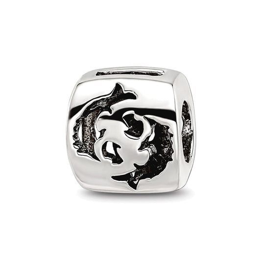Sterling Silver Reflections Pisces Zodiac Antiqued Bead