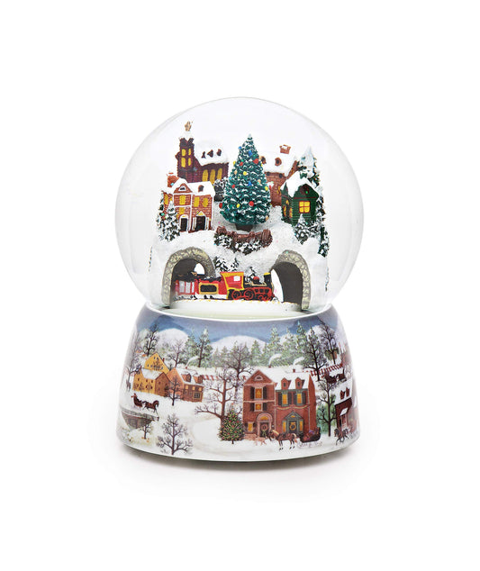 Train Tunnel Revolving Musical Glitterdome Plays Jolly Old Saint Nicholas