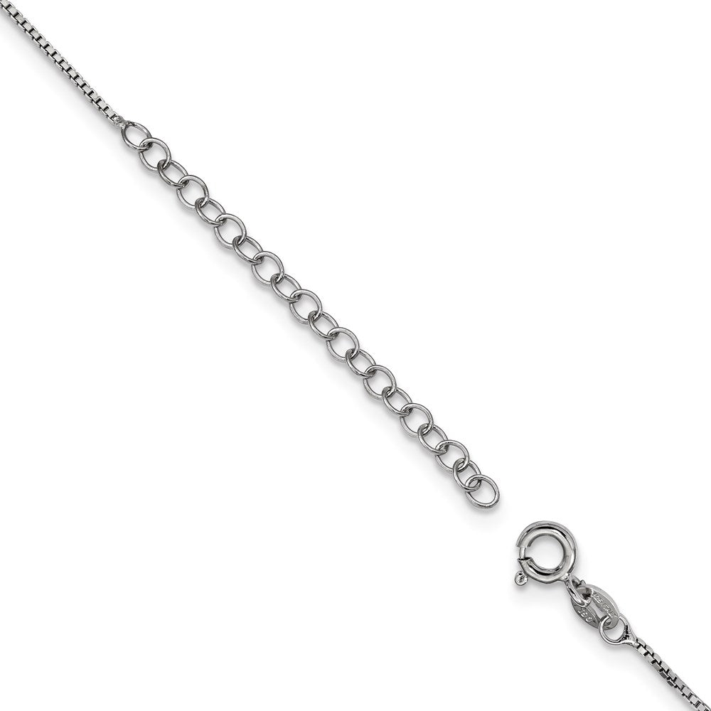 Sterling Silver Rhod-Plated Purple & Clear CZ Teardrop Necklace