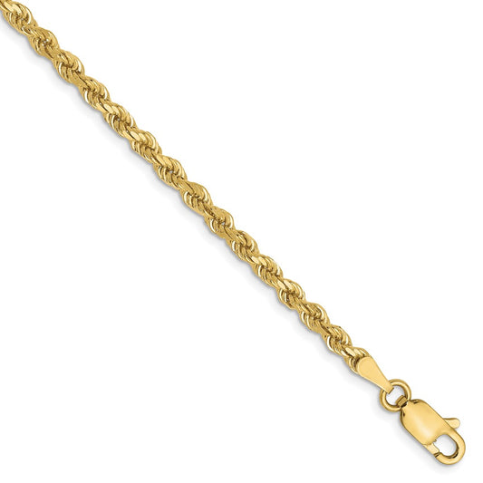 10K 2.75mm Diamond-Cut Rope Chain 8  inches