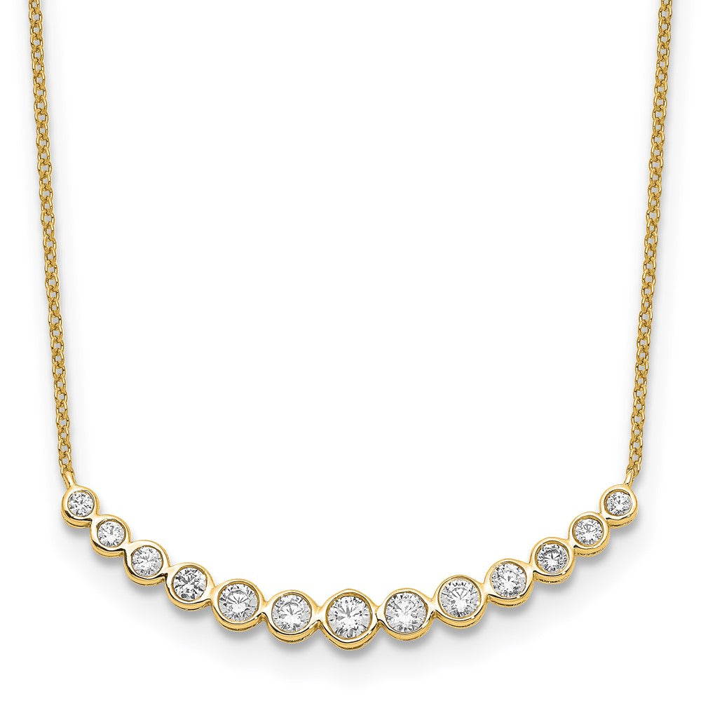 True Origin 14K 3/4 carat Lab Grown Diamond VS  D E F 18 inch Graduated Curved Bar Necklace