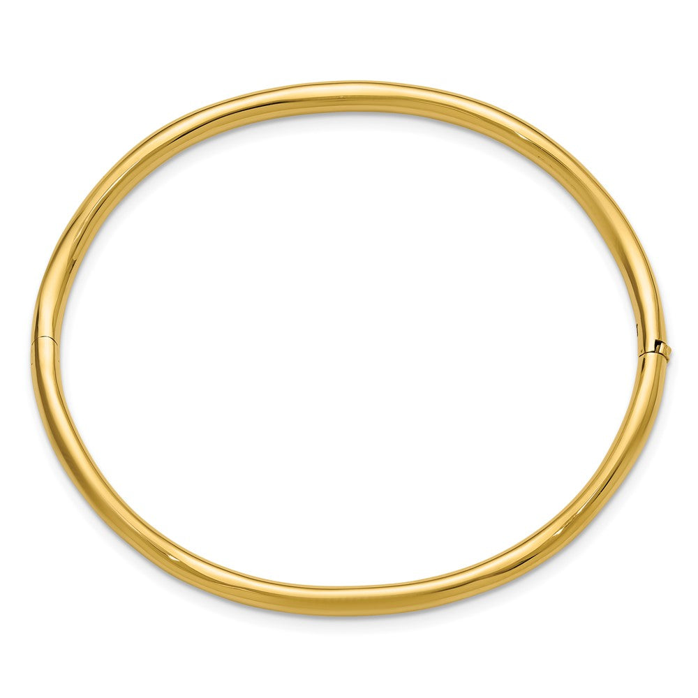 14K Polished Fancy Wavy Hinged Bangle 7.5  inches