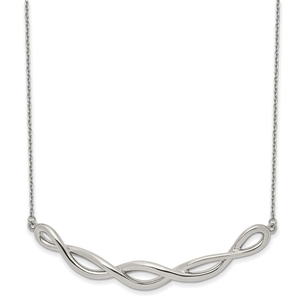 Stainless Steel Polished Twisted Bar 18in w/2in ext Necklace