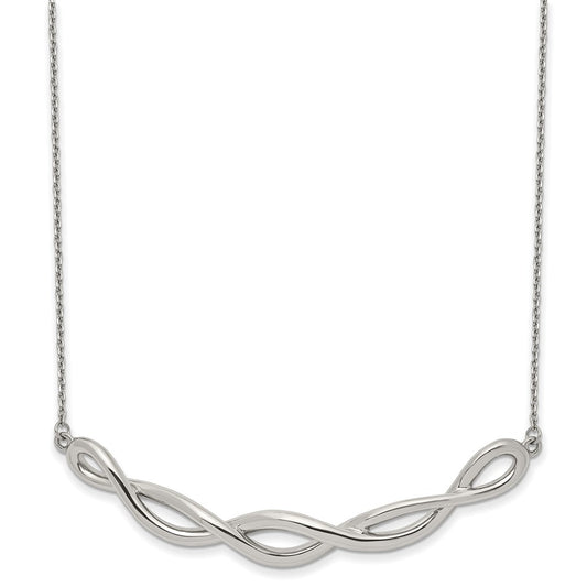 Stainless Steel Polished Twisted Bar 18in w/2in ext Necklace