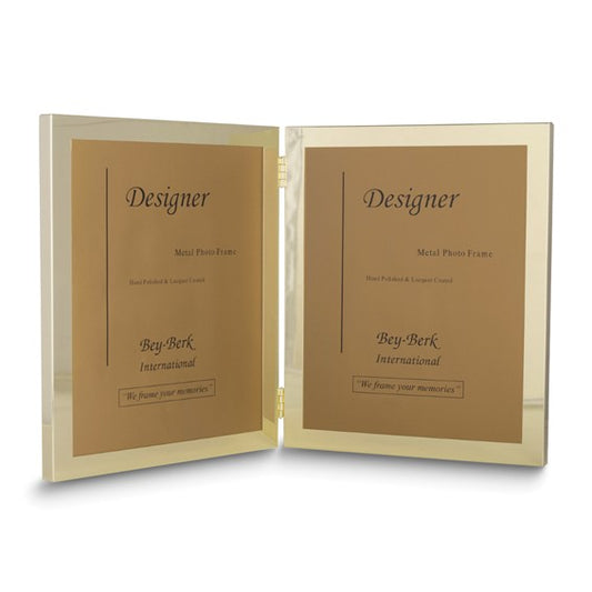 Bey Berk Mason Gold Plated Double 8"X10" Picture Frame With Easel Back