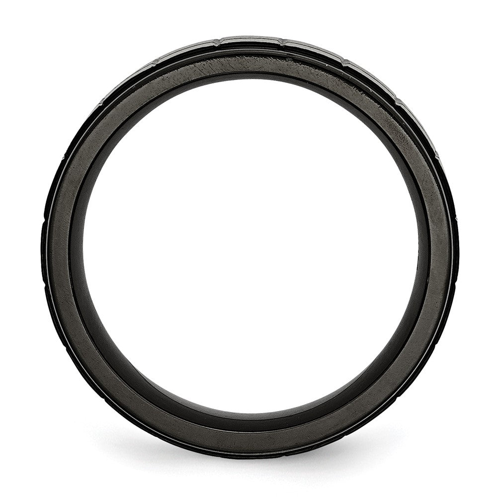 Titanium Brushed Center Black IP-plated 9mm Band Size - 13.5