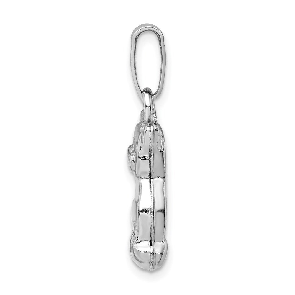 Sterling Silver Rhodium-plated Polished Cat Pendant