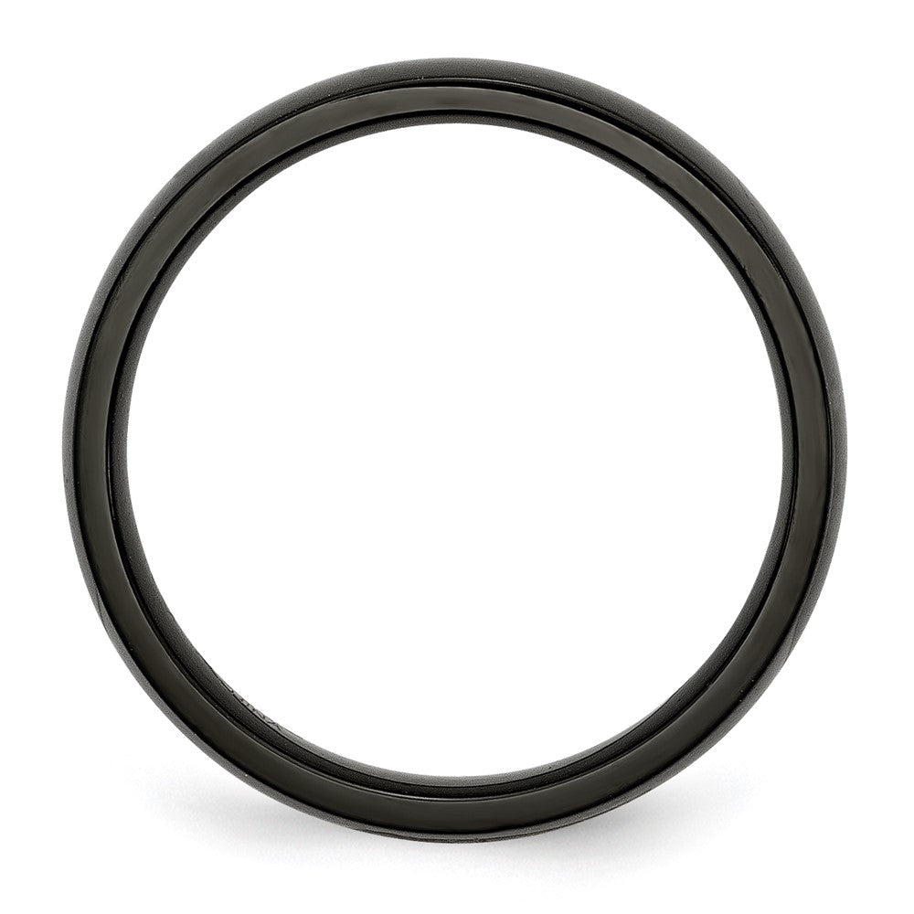 Stainless Steel 5mm Black IP-plated Polished Band Size - 8.5