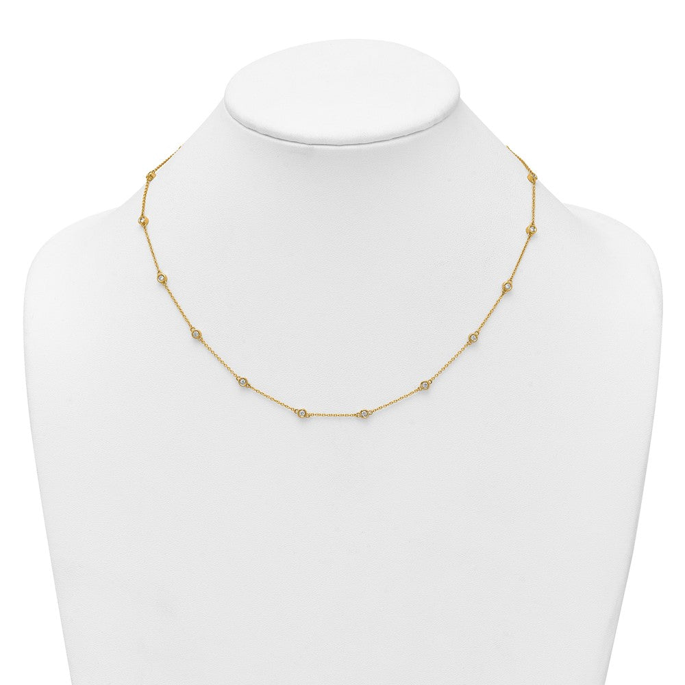 14k Complete 5/8 carat Bezel-set Diamond and Cable Chain 18-Station 18 inch Necklace