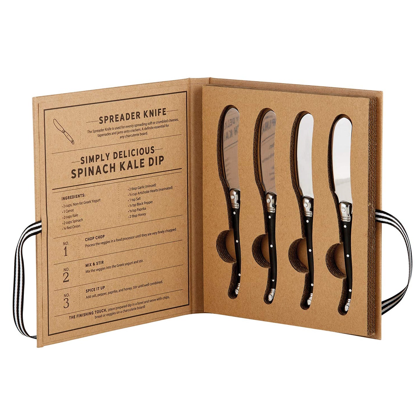 Creative Brands Table Sugar Charcuterie Stainless Steel Serving Spreaders, Set of 4, Black