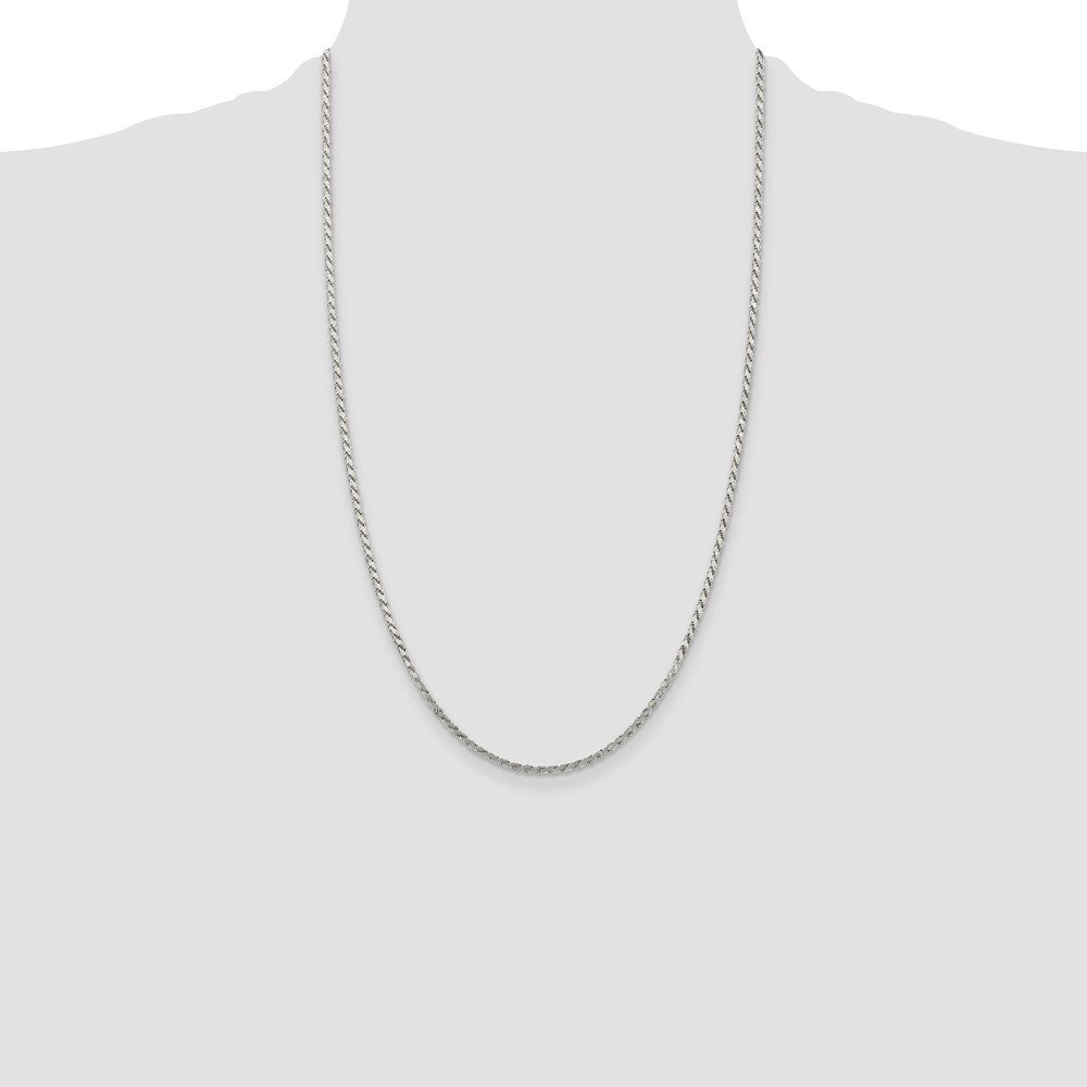 Sterling Silver 2.25mm Flat Rope Chain 26 Inches