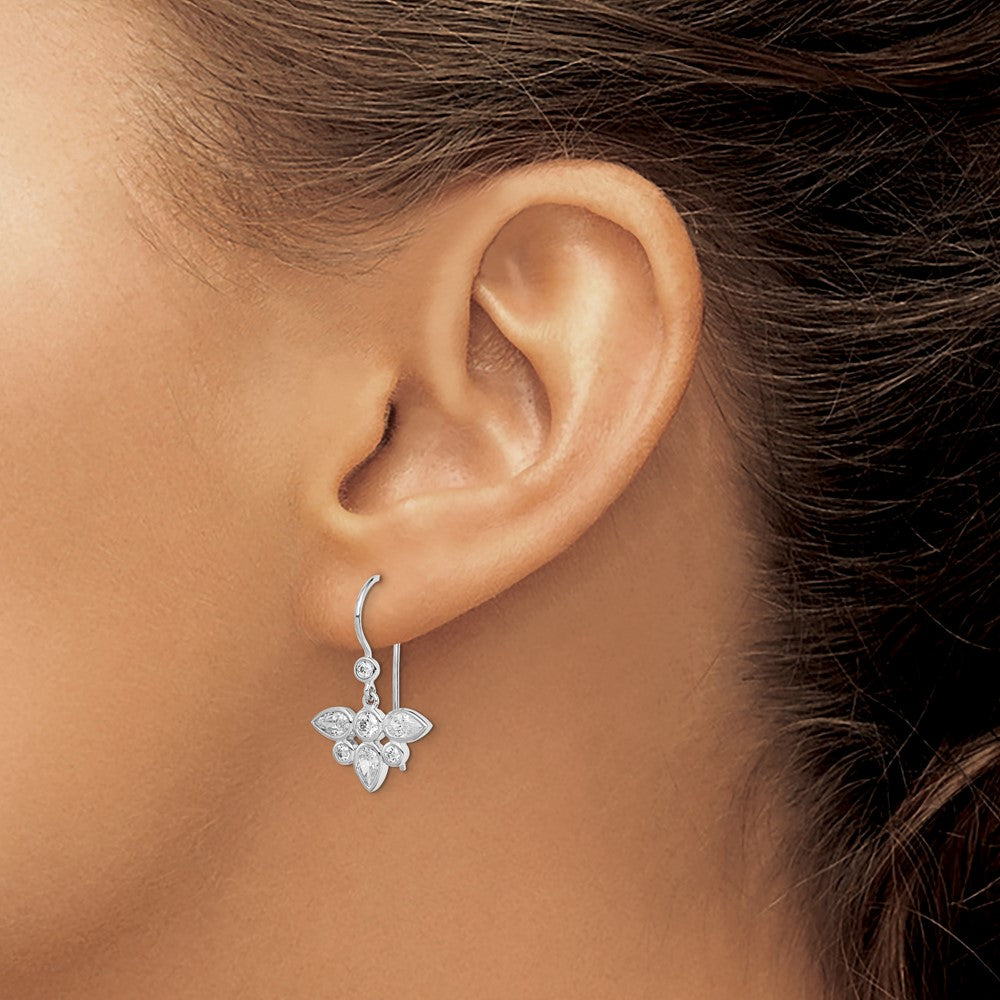 Sterling Silver Rhodium Plated CZ Dangle Earrings
