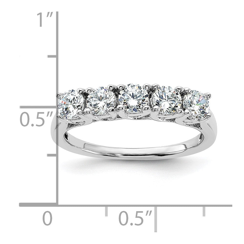 Sterling Silver Rhodium-plated 5 Diamonore CZ Ring