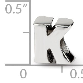 925 Sterling Silver Polished Reflections SimStars Letter Name Personalized Monogram Initial K Bead Charm 8.18x8.18mm Wid
