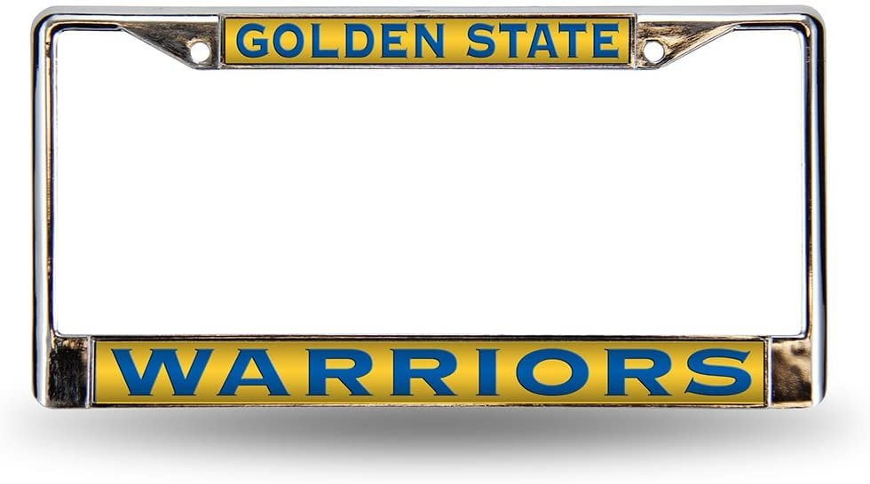 NBA Golden State Warriors Blue/Yellow Laser Chrome Acrylic License Plate Frame QGC7049