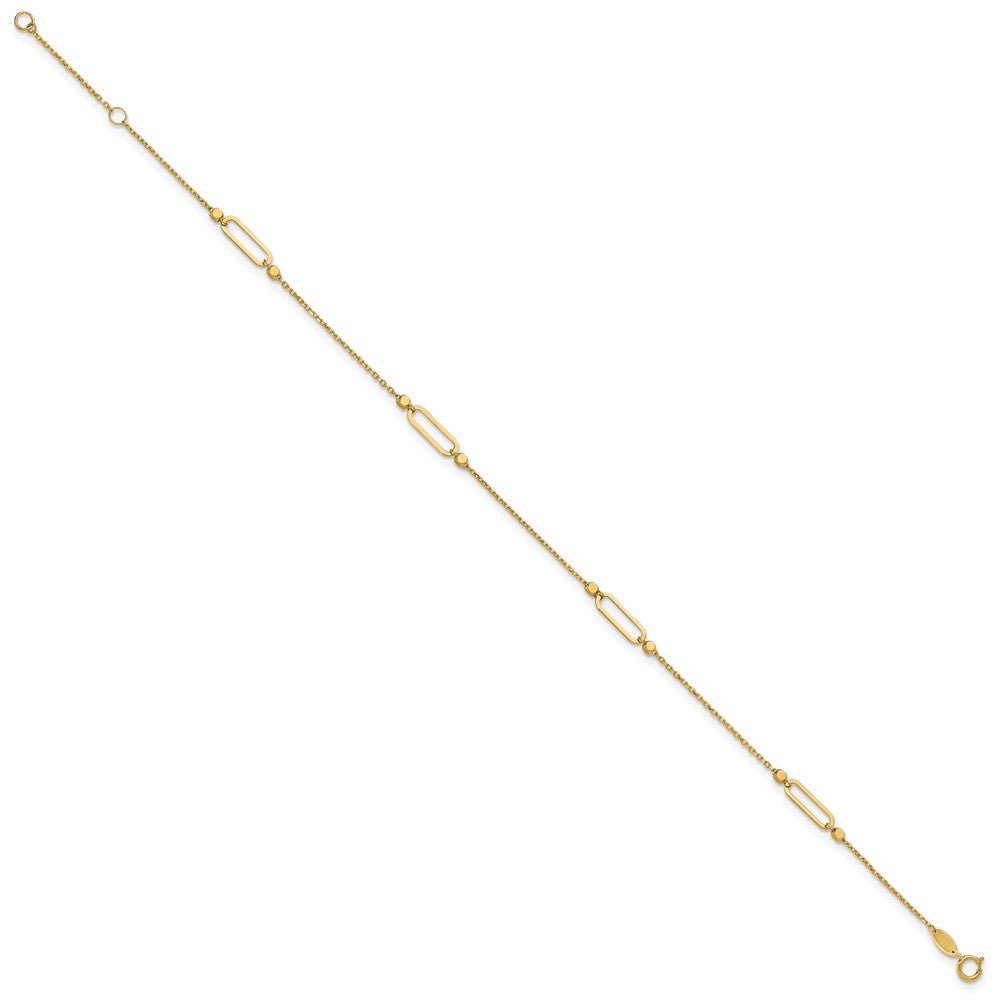 14K Polished and Diamond-cut Fancy 9in Plus 1in ext. Anklet