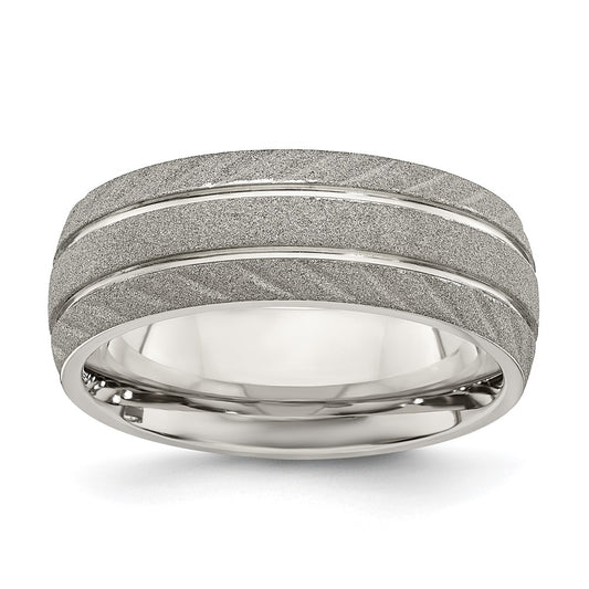 Stainless Steel Polished and Satin 8mm Band Size - 12