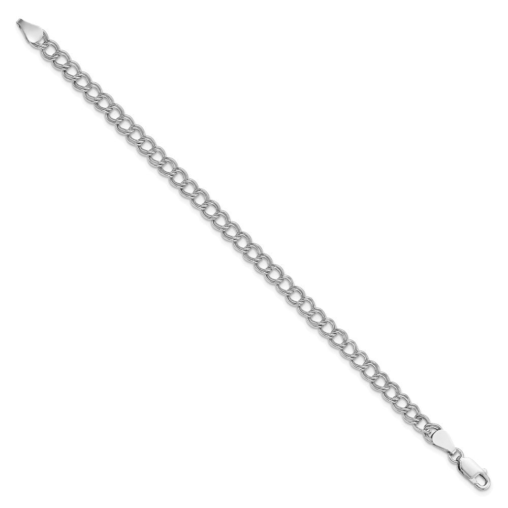 Sterling Silver RH-plated 5.25mm Solid Double Link Charm Bracelet