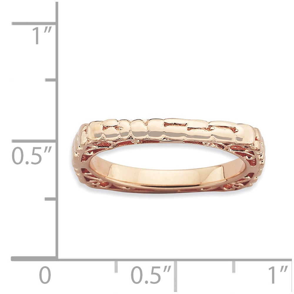 Sterling Silver Stackable Expressions Polished Pink-plate Square Ring