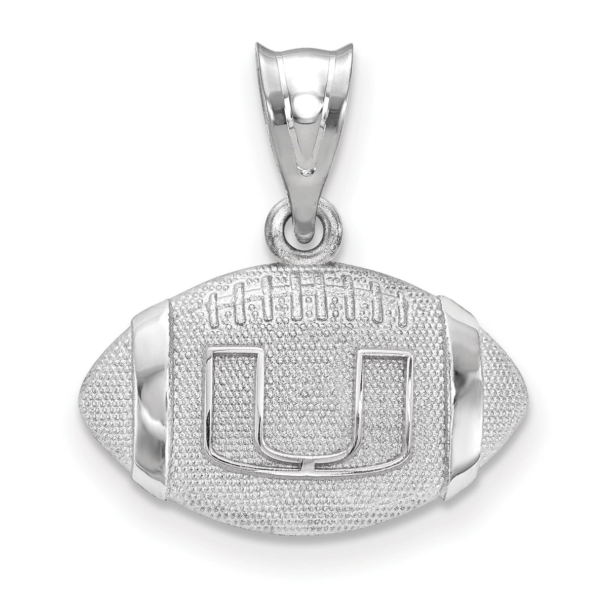 Women's Miami Hurricanes Sterling Silver 3D Football Logo Pendant