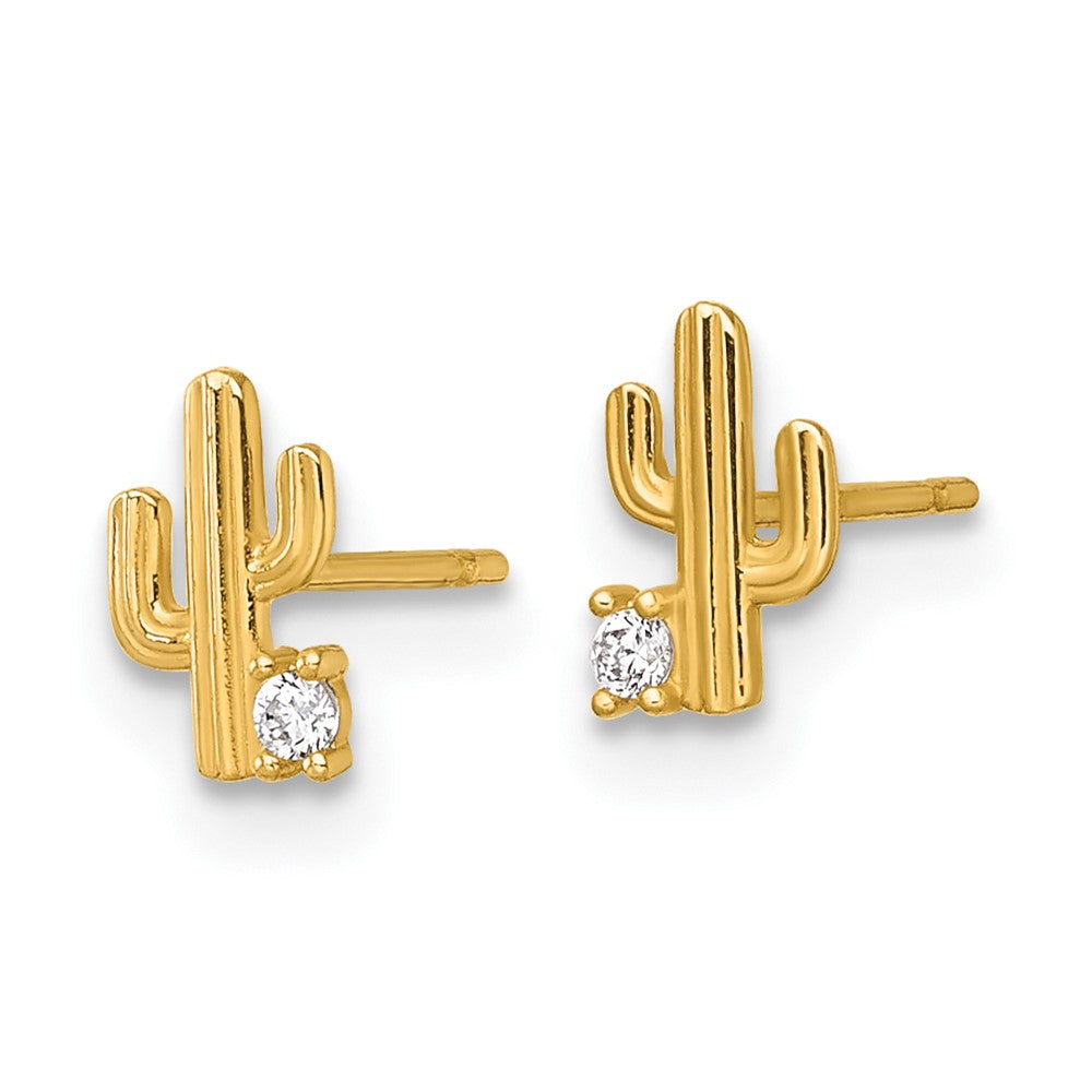 14K Madi K Polished CZ Cactus Children's Post Earrings
