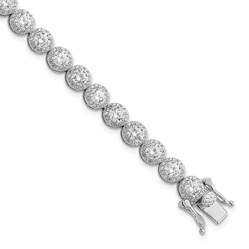 Sterling Silver Rhodium-plated Polished Round CZ Tennis Bracelet 7.5 inches