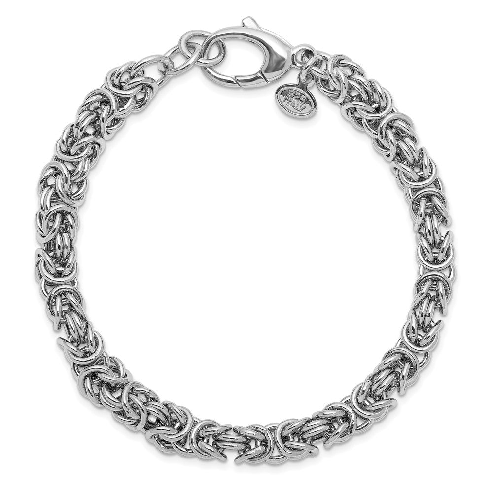 Sterling Silver Rhodium-plated w/ .5in ext Byzantine Bracelet 7.5  inches