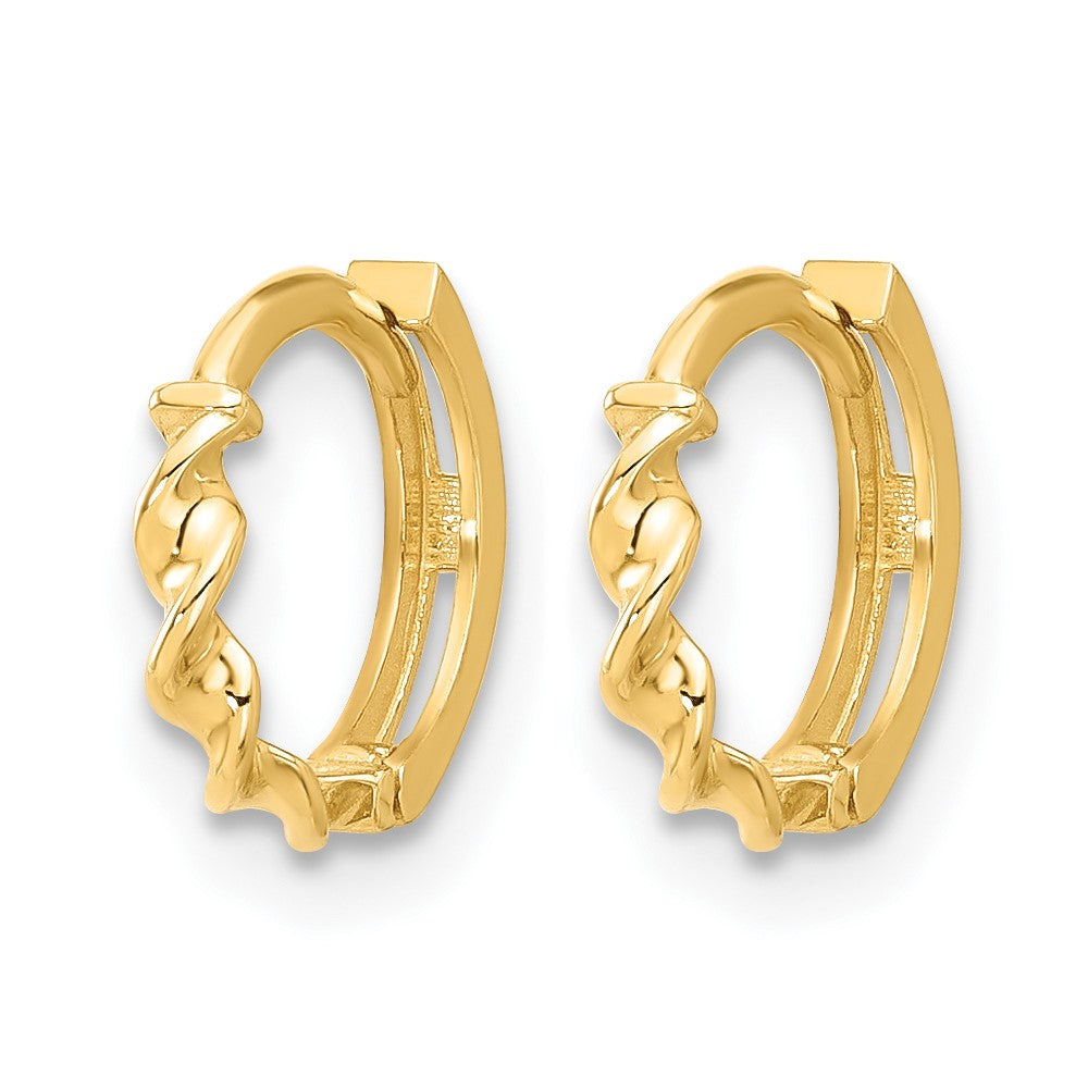 14K Polished Twisted Huggie Hoop Earrings