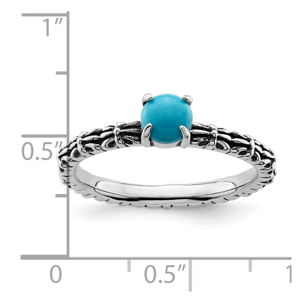 Sterling Silver Stackable Expressions Antiqued Turquoise Ring Size -10