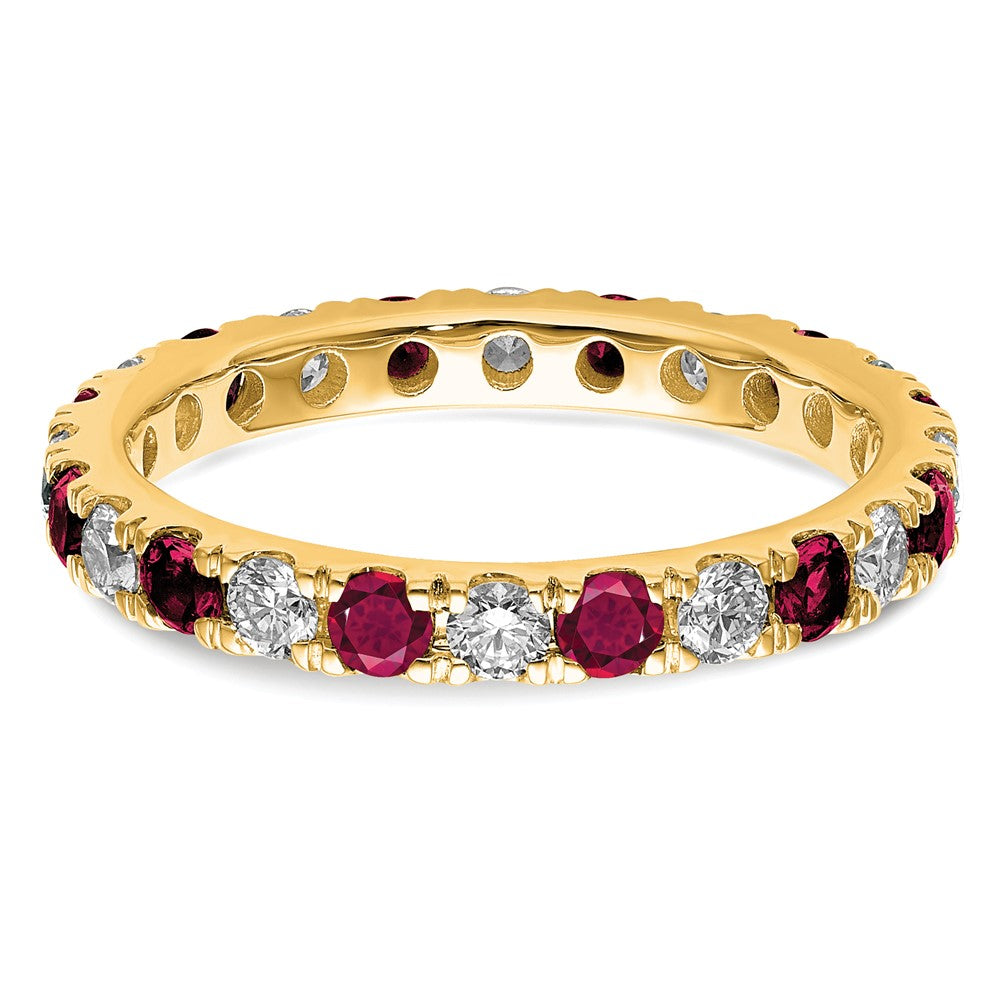 14k 3/4 carat Lab Grown Diamond VS/SI+ G+ and Lab Created Ruby Size 6 Eternity Band