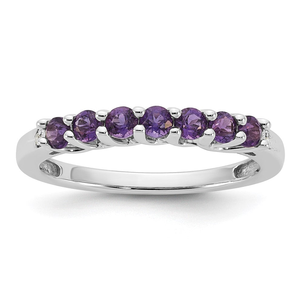 10k White Gold Amethyst & Diamond Ring