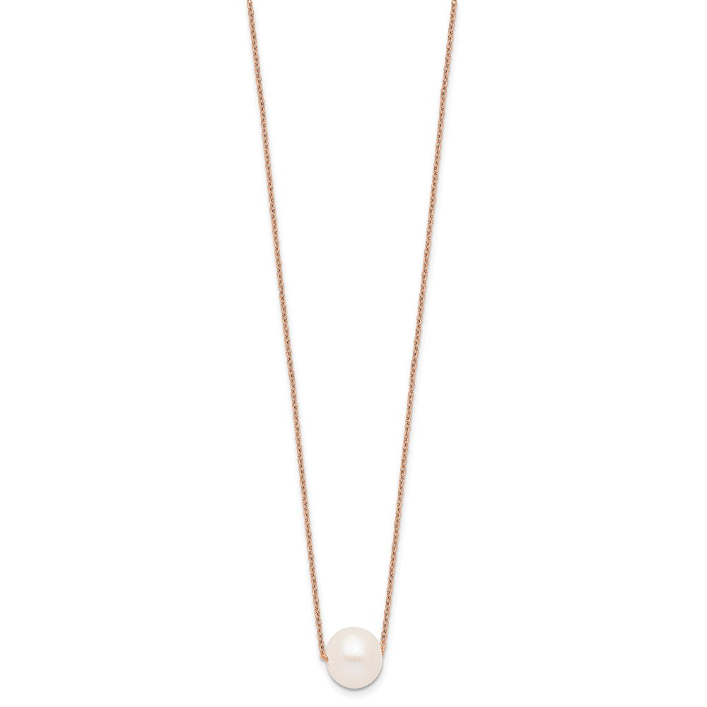 Sterling Silver Rose-tone 10-11mm White Near-Round Freshwater Cultured Pearl 17 inch Necklace 17 Inches