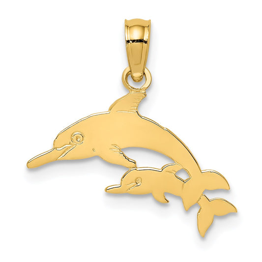 14K Mother and Calf Dolphin Charm