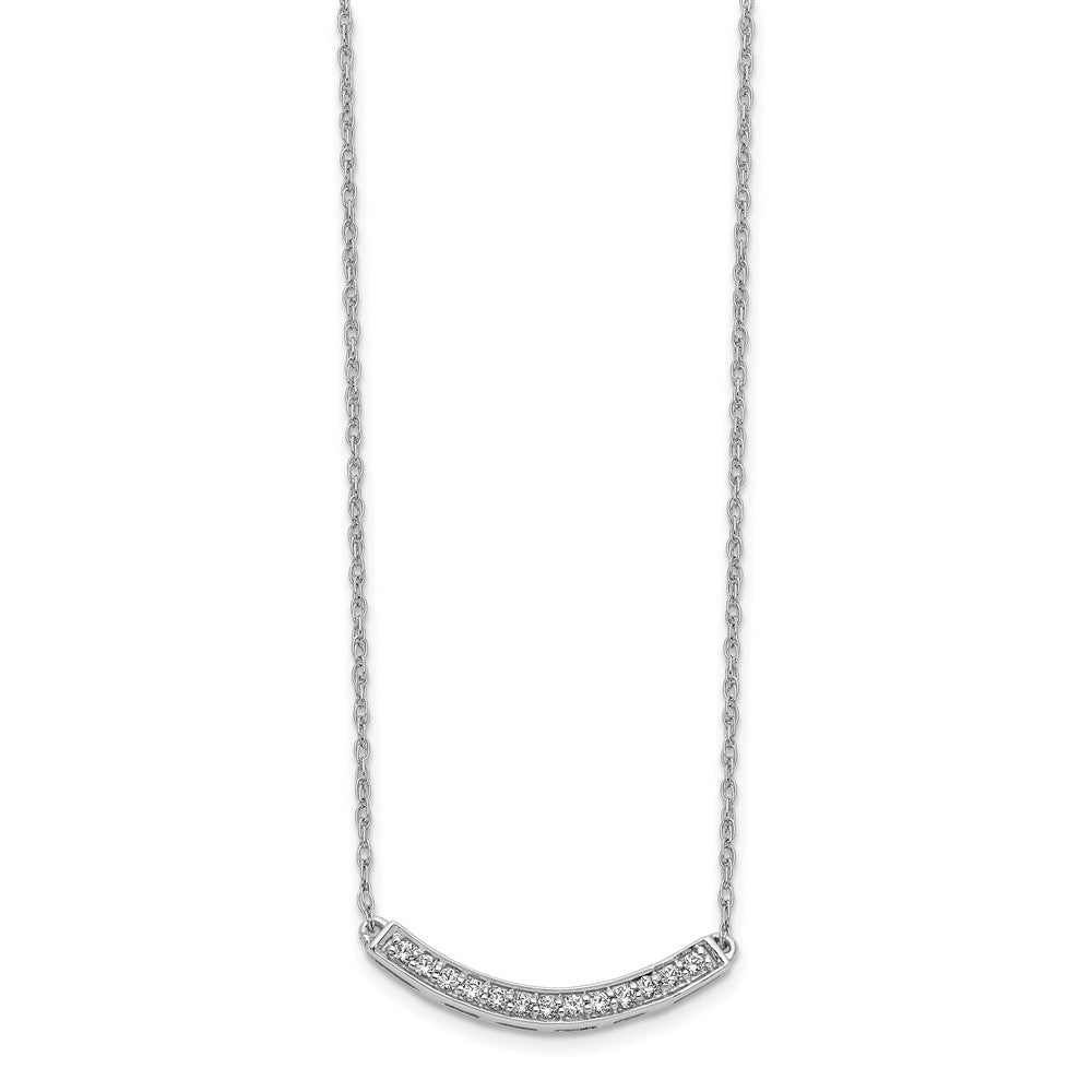 14k White Gold Diamond Curved Bar 18 inch Necklace