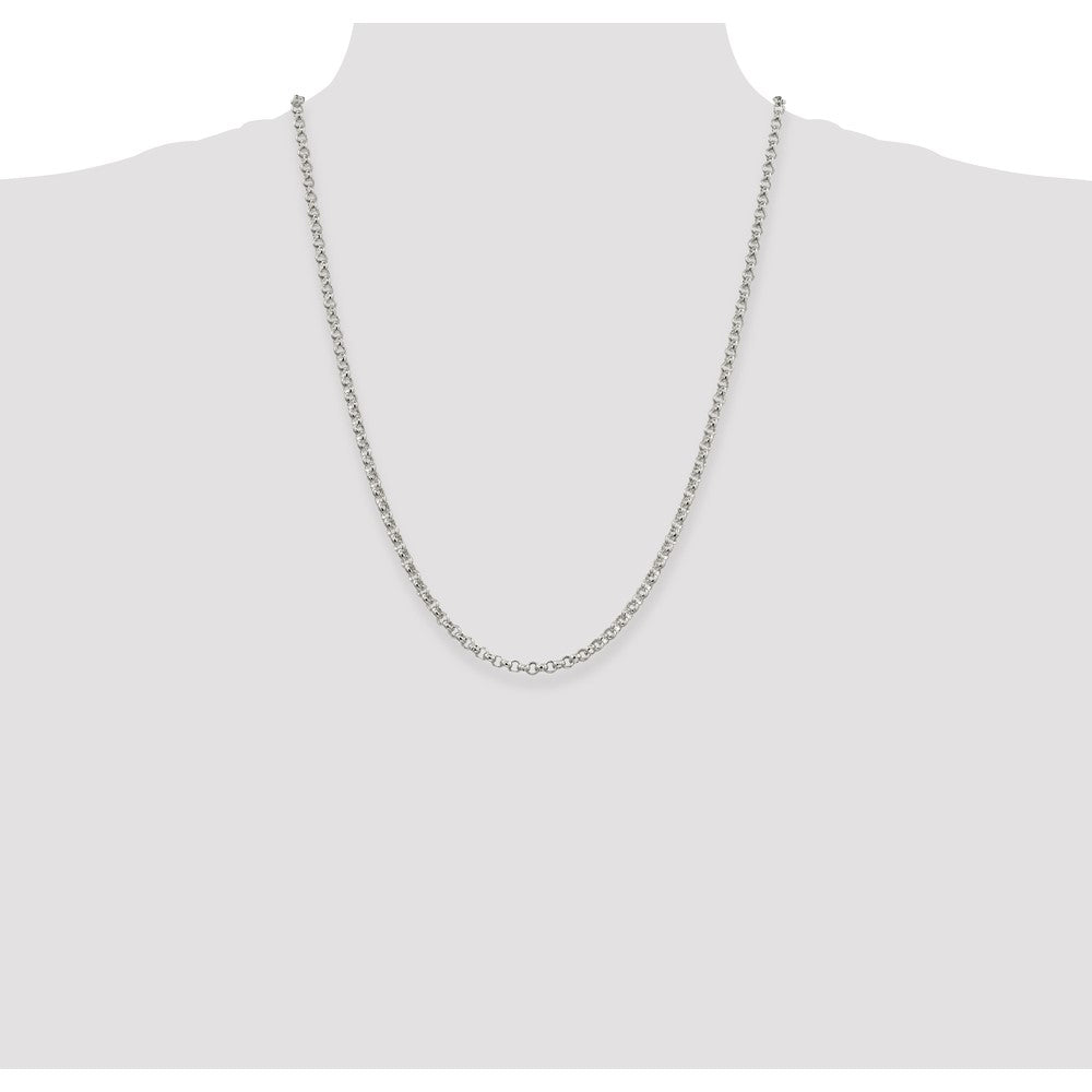 Sterling Silver 4mm Rolo Chain 24 Inches