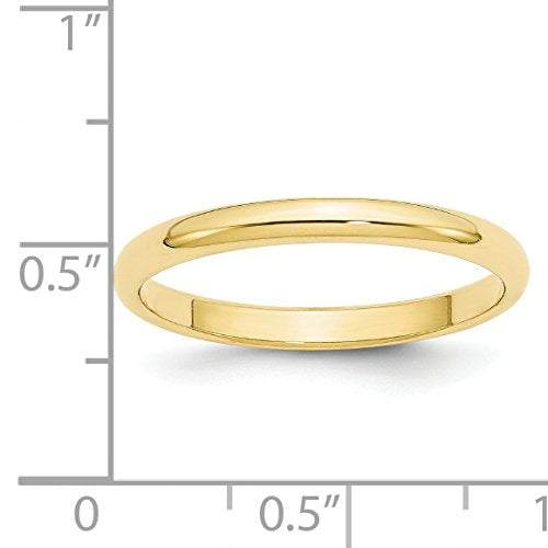 10k Yellow Gold 2.5mm Half Round Wedding Band Size 8.5