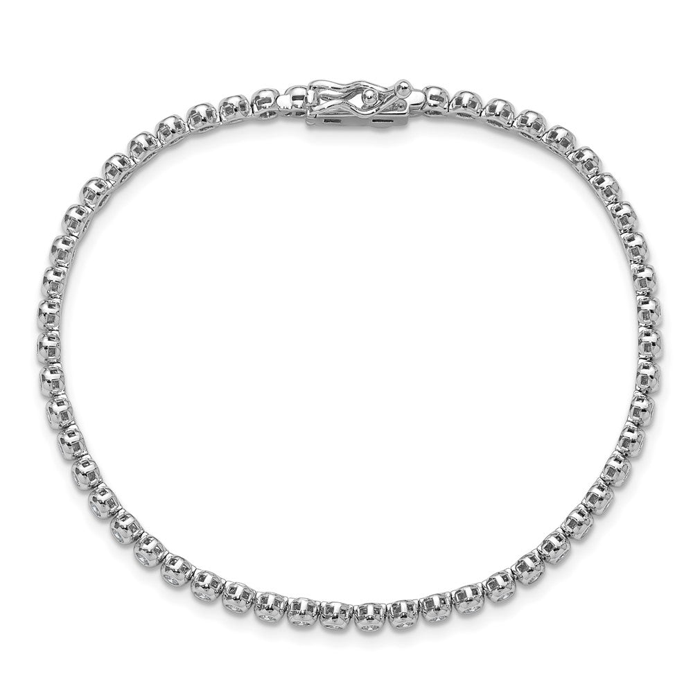 Sterling Shimmer Sterling Silver Rhodium-plated Bezel Set 1.7mm CZ 54 Stone 7 inch Bracelet 7 inches