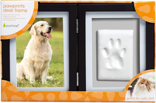 Pawprints Hinged Black Wood 4x6 Photo Frame with Clay, Tools, and Instructions